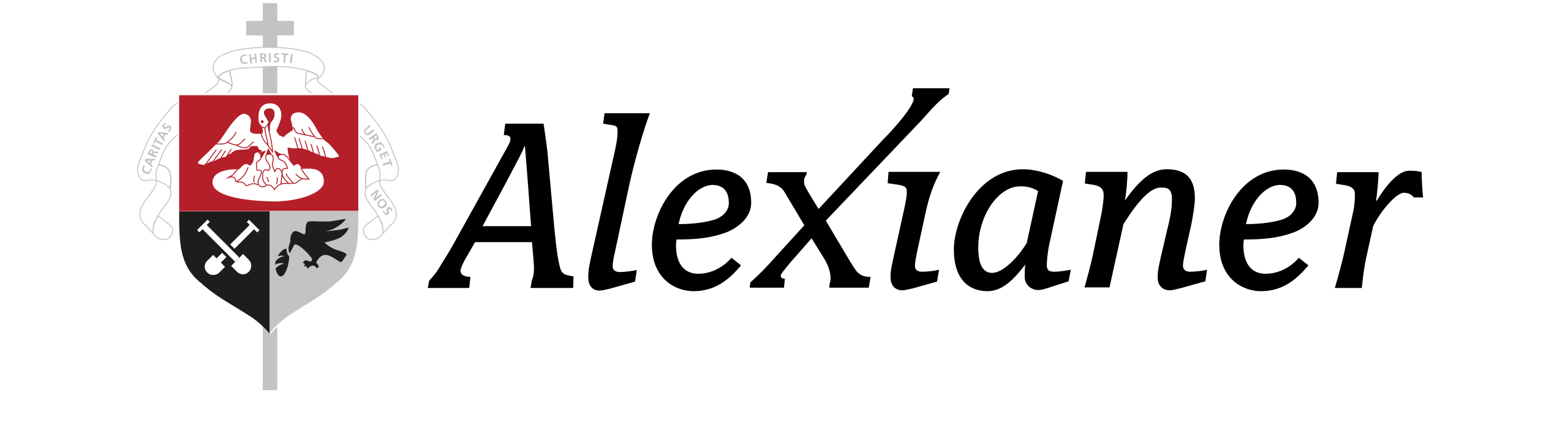 Wappen mit Kreuz, Taube, gekreuzte Werkzeuge, Adler, Sacred Heart University.